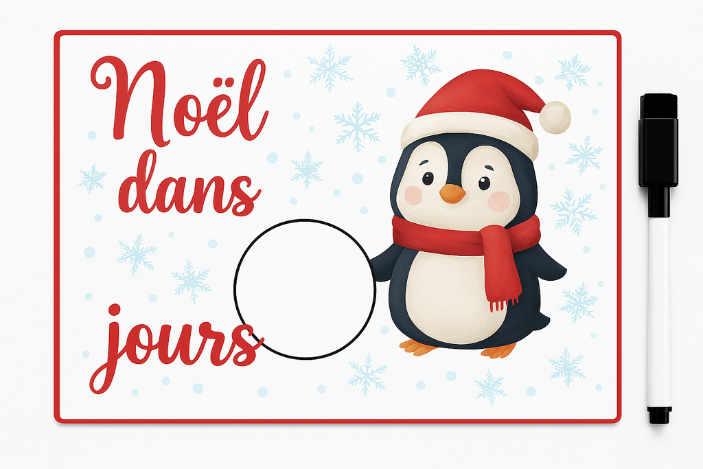 🎄 Tableau Compte‑à‑Rebours de Noël – Format A4