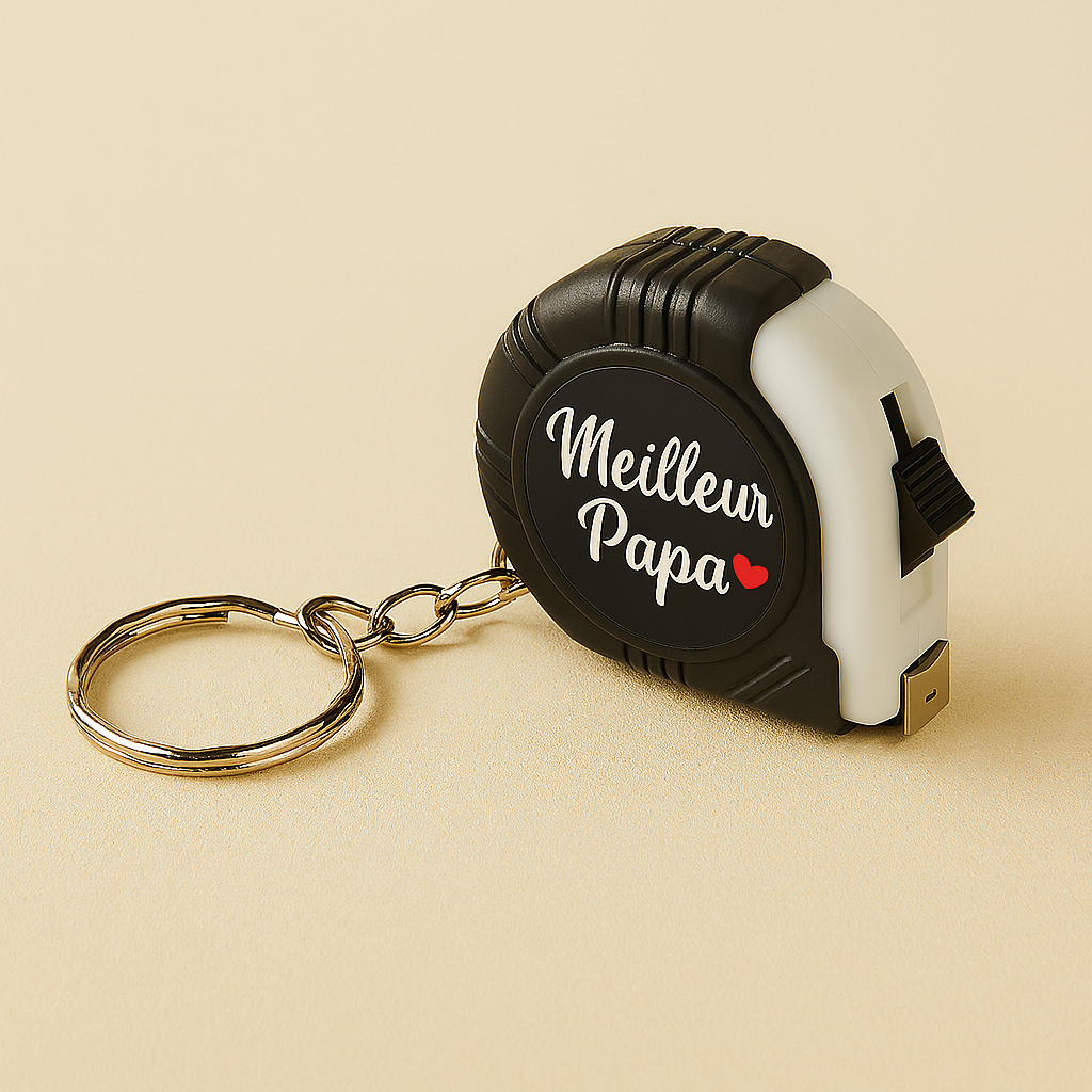 🛠️ Porte-clés mètre ruban personnalisable – 1 mètre avec verrouillage