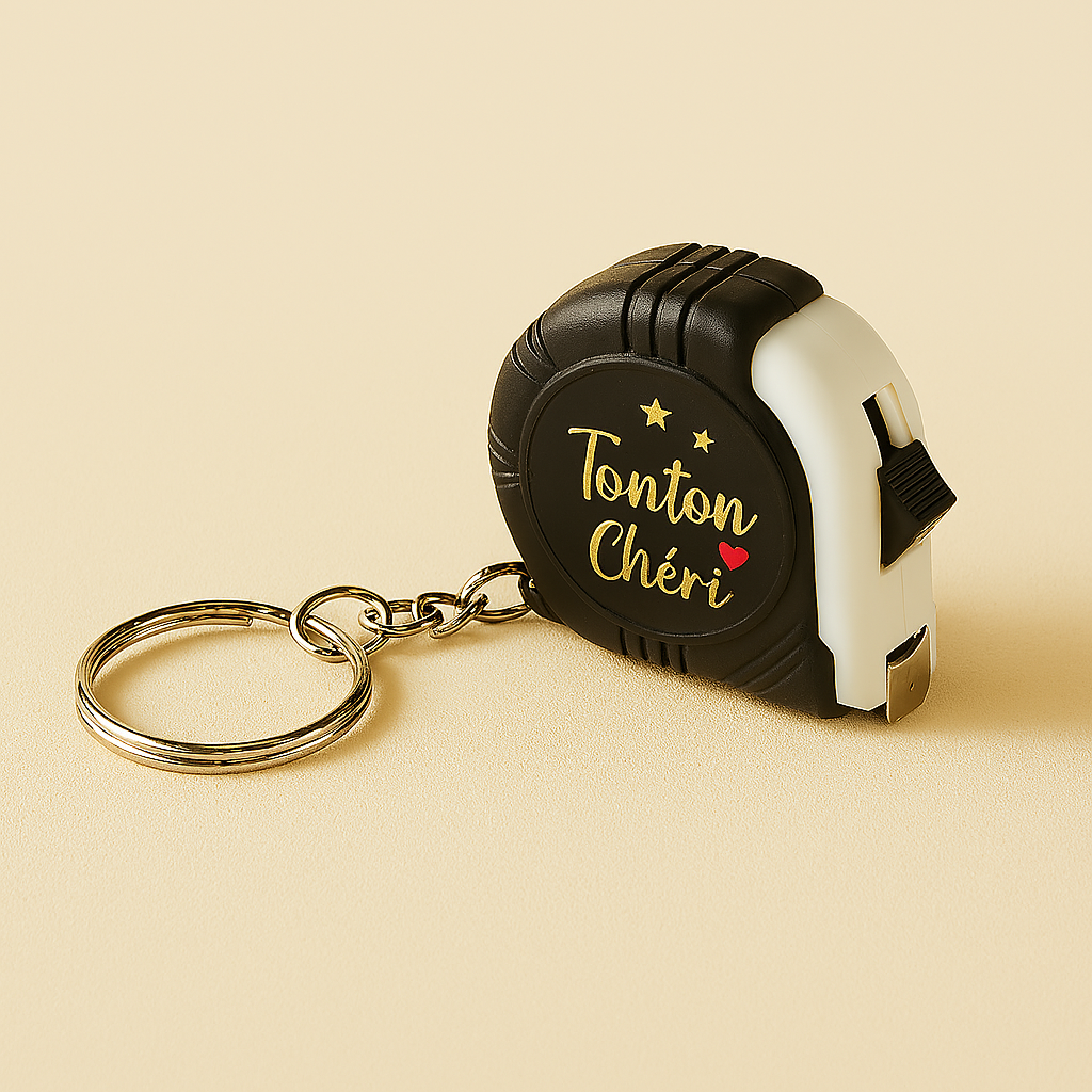 🛠️ Porte-clés mètre ruban personnalisable – 1 mètre avec verrouillage
