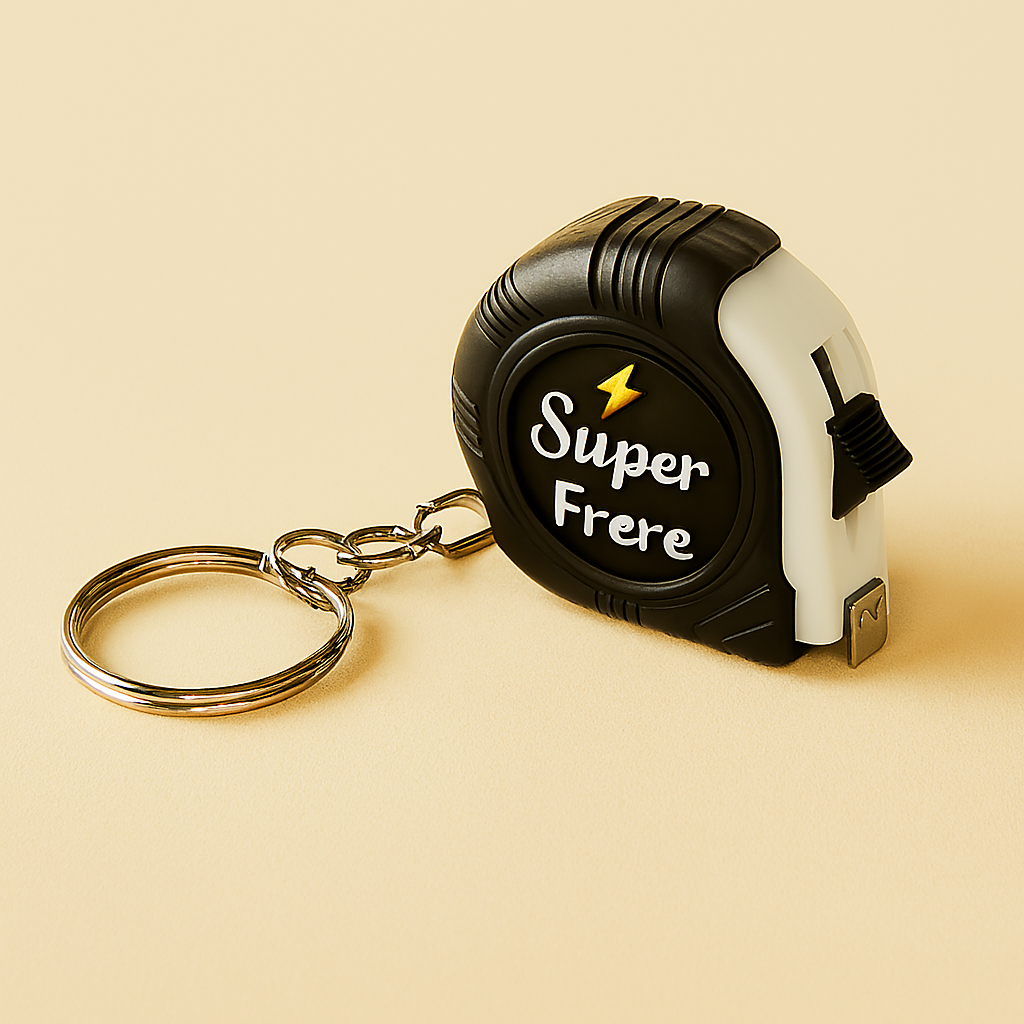 🛠️ Porte-clés mètre ruban personnalisable – 1 mètre avec verrouillage