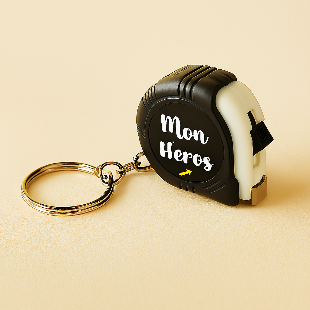 🛠️ Porte-clés mètre ruban personnalisable – 1 mètre avec verrouillage