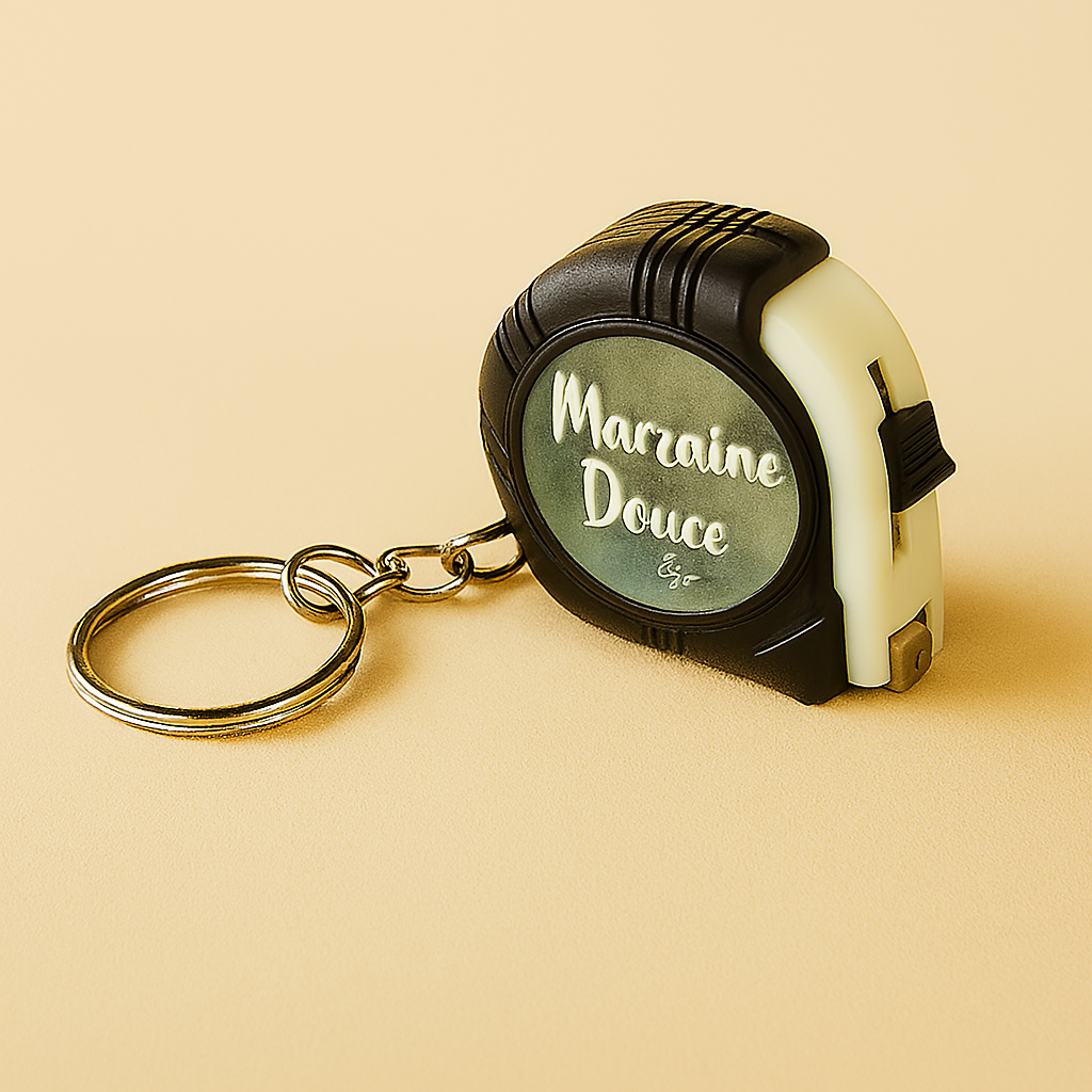 🛠️ Porte-clés mètre ruban personnalisable – 1 mètre avec verrouillage