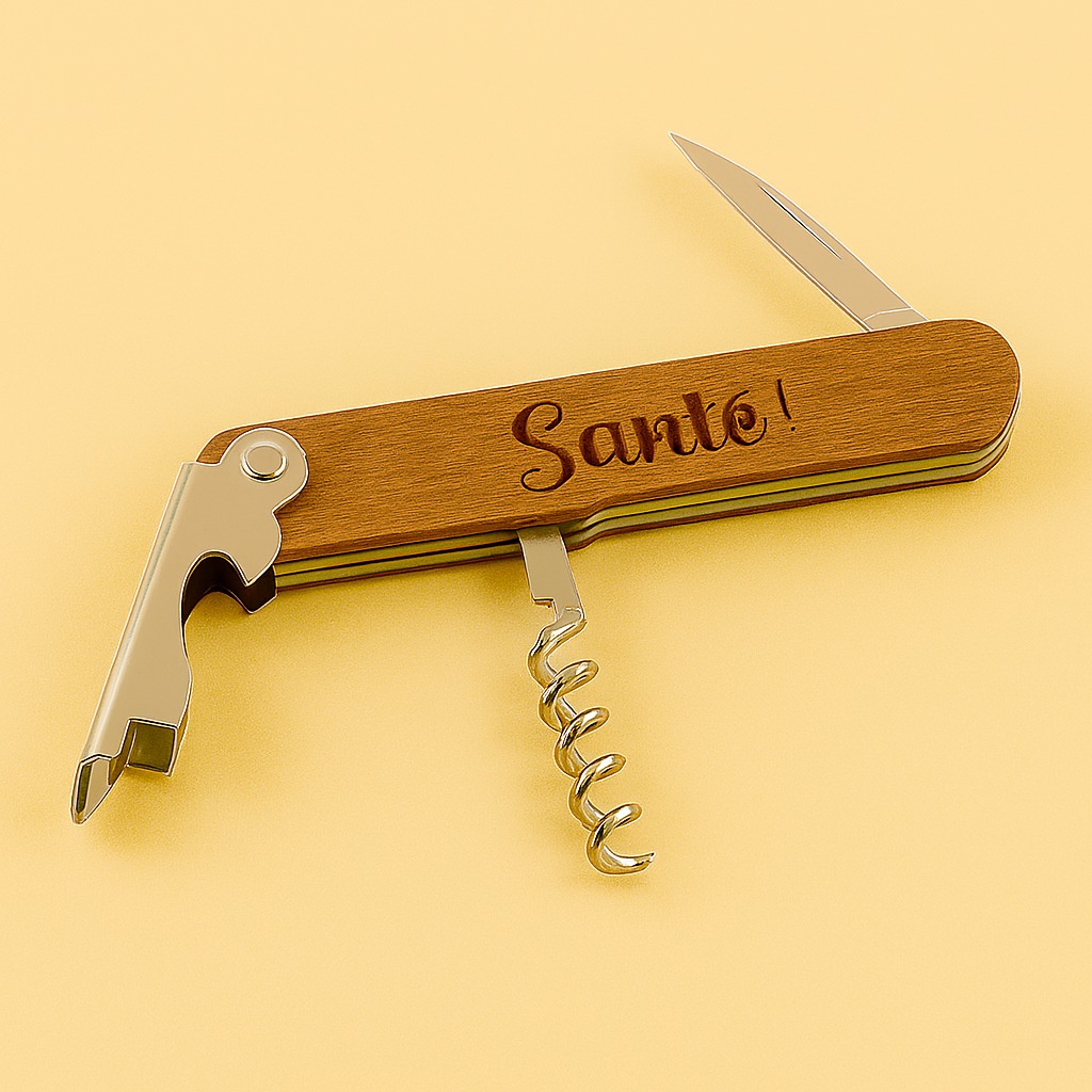 Tire-bouchon en bois personnalisable – avec décapsuleur et couteau de sommelier