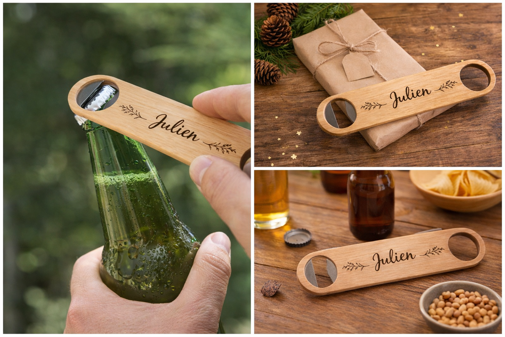 Décapsuleur en bois – Gravure personnalisée