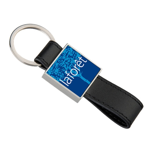Porte-clés Carré en métal & simili cuir