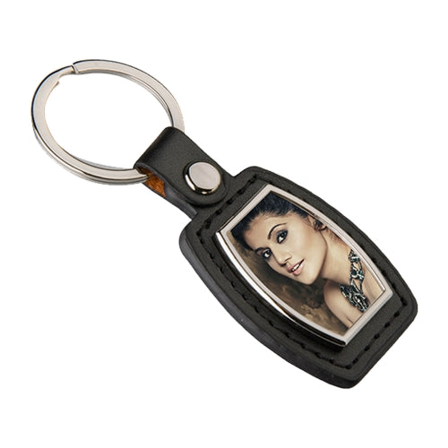 Porte-clés Ovale en métal & simili cuir